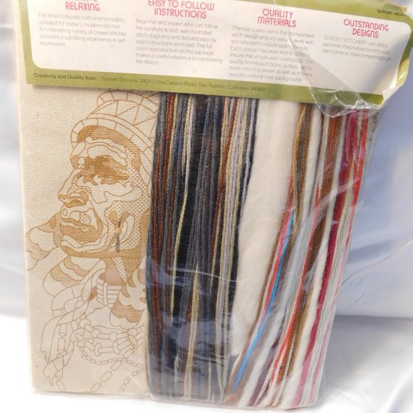 Sunset INDIAN CHIEF Crewel Embroidery Kit Vintage - Picture 6 of 8